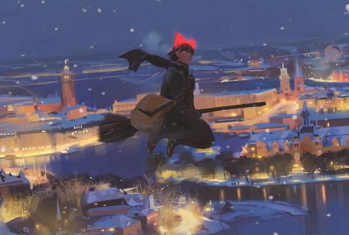 Kiki's winter delivery service插画图片壁纸