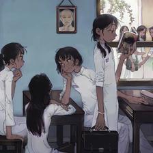 vietnamese schoolgirls插画图片壁纸