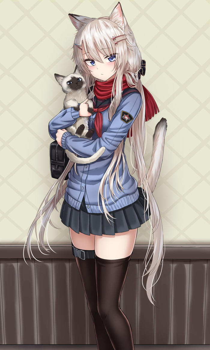 猫制服9A-91插画图片壁纸