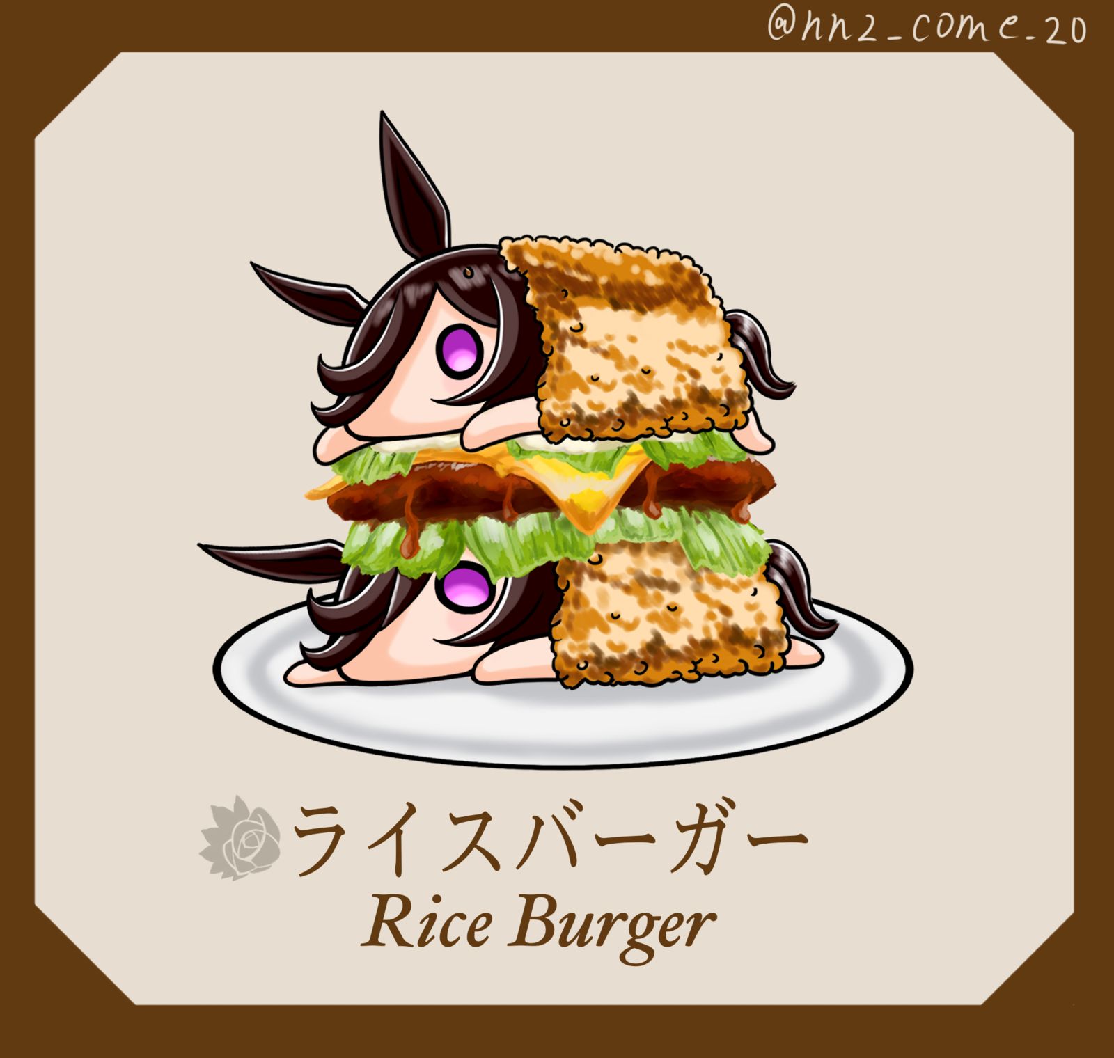 米饭汉堡插画图片壁纸