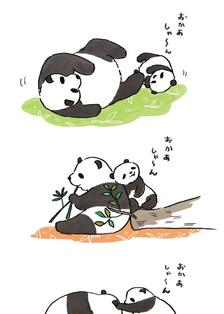 熊猫妈妈插画图片壁纸
