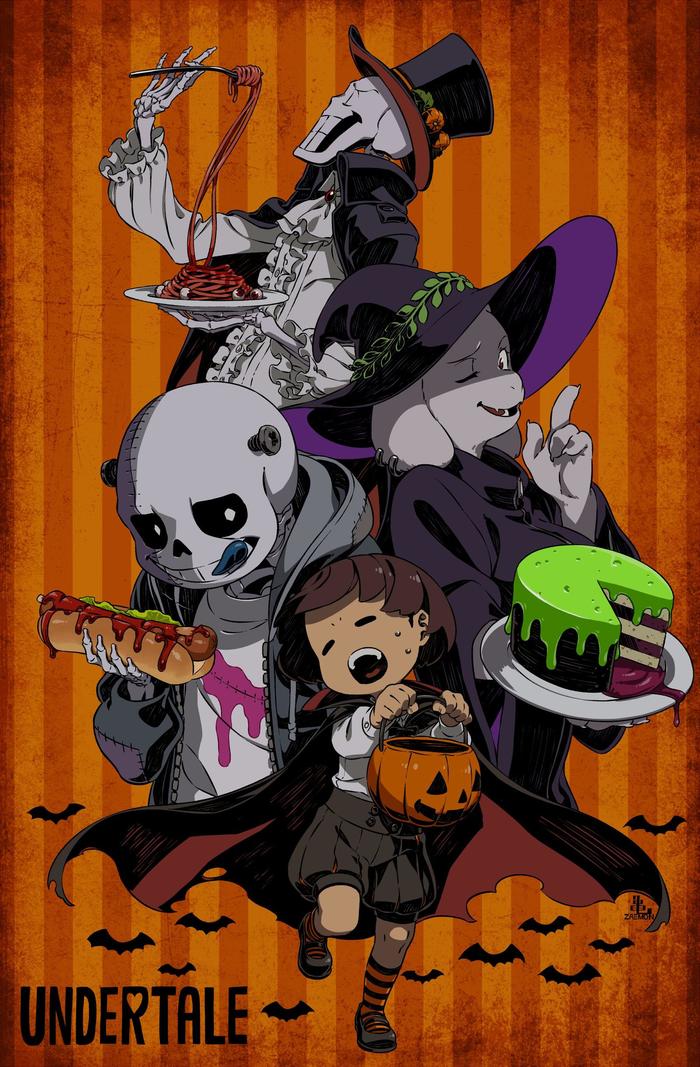 UNDERTALE Halloween!插画图片壁纸