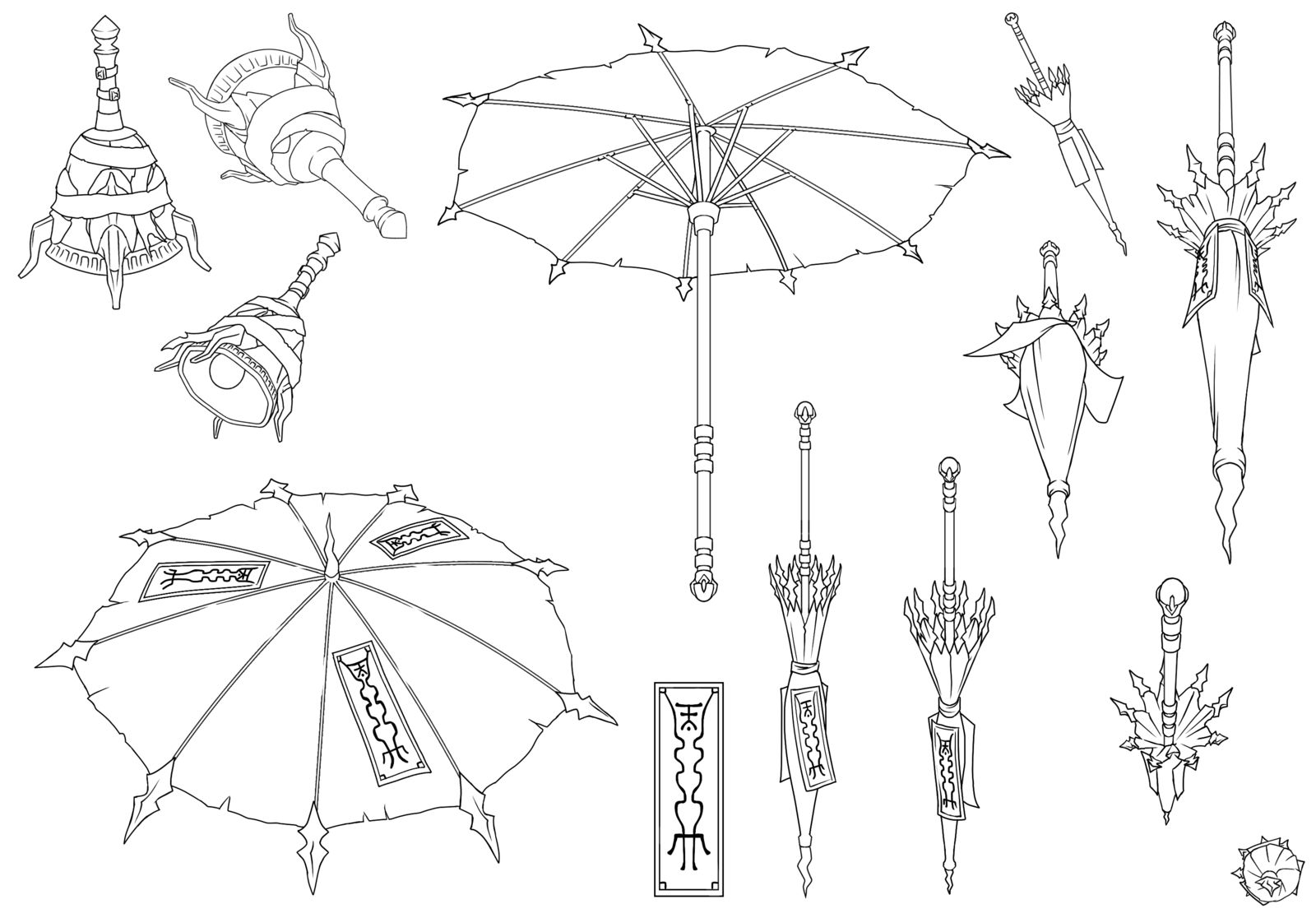 黑白无常的伞插画图片壁纸