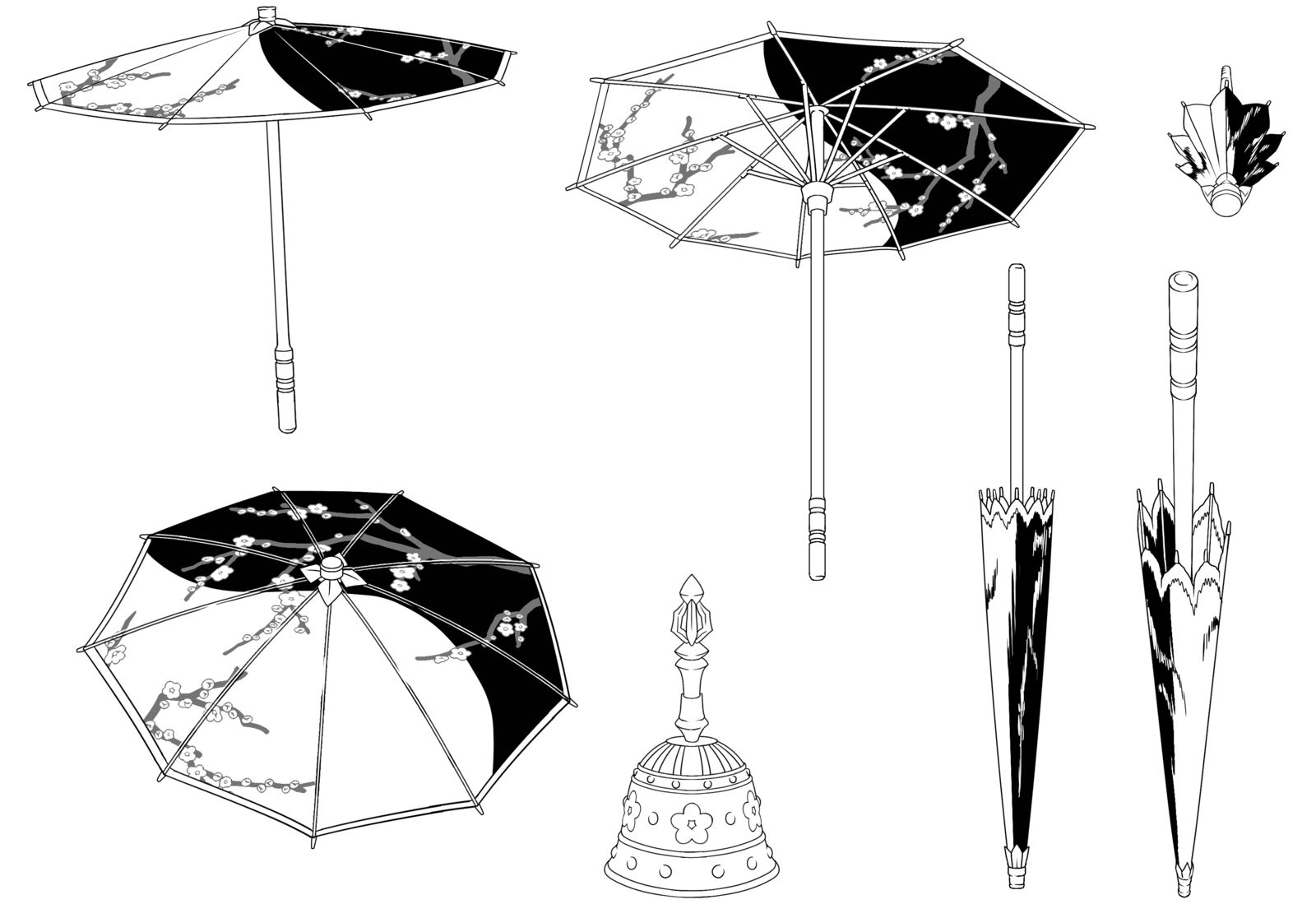 黑白无常的伞插画图片壁纸