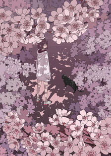 夜桜插画图片壁纸