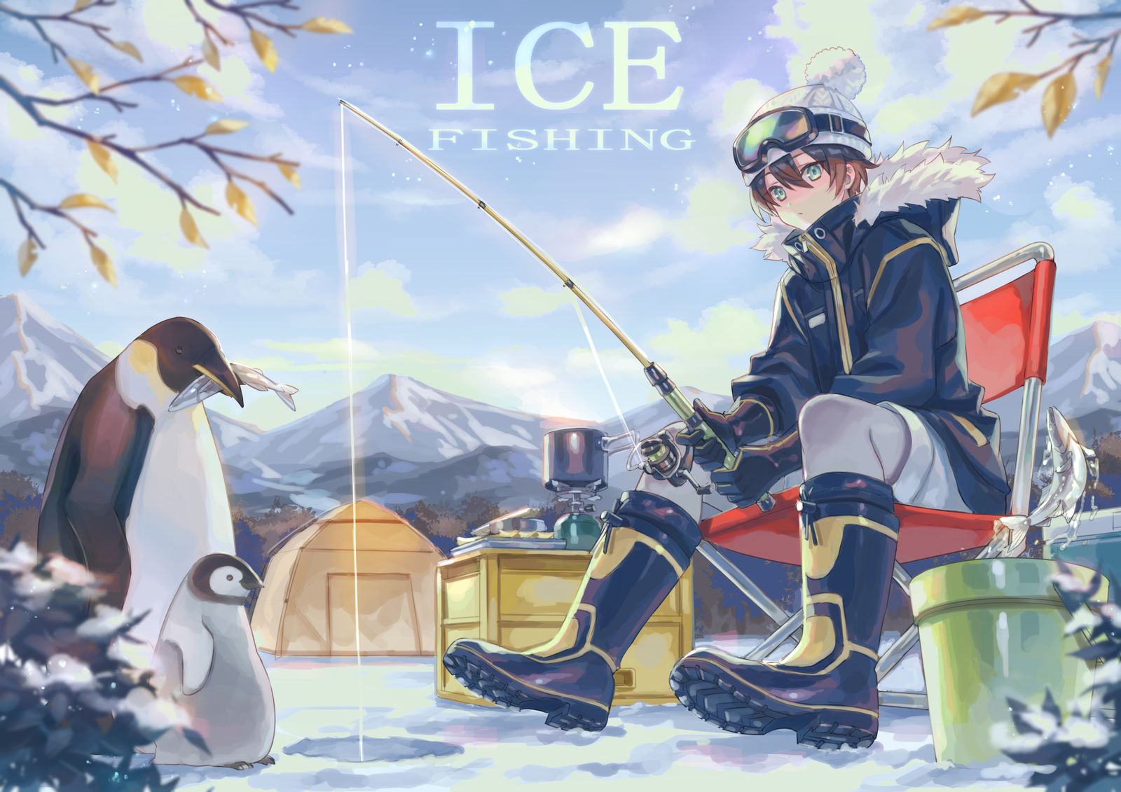 ICE fishing插画图片壁纸