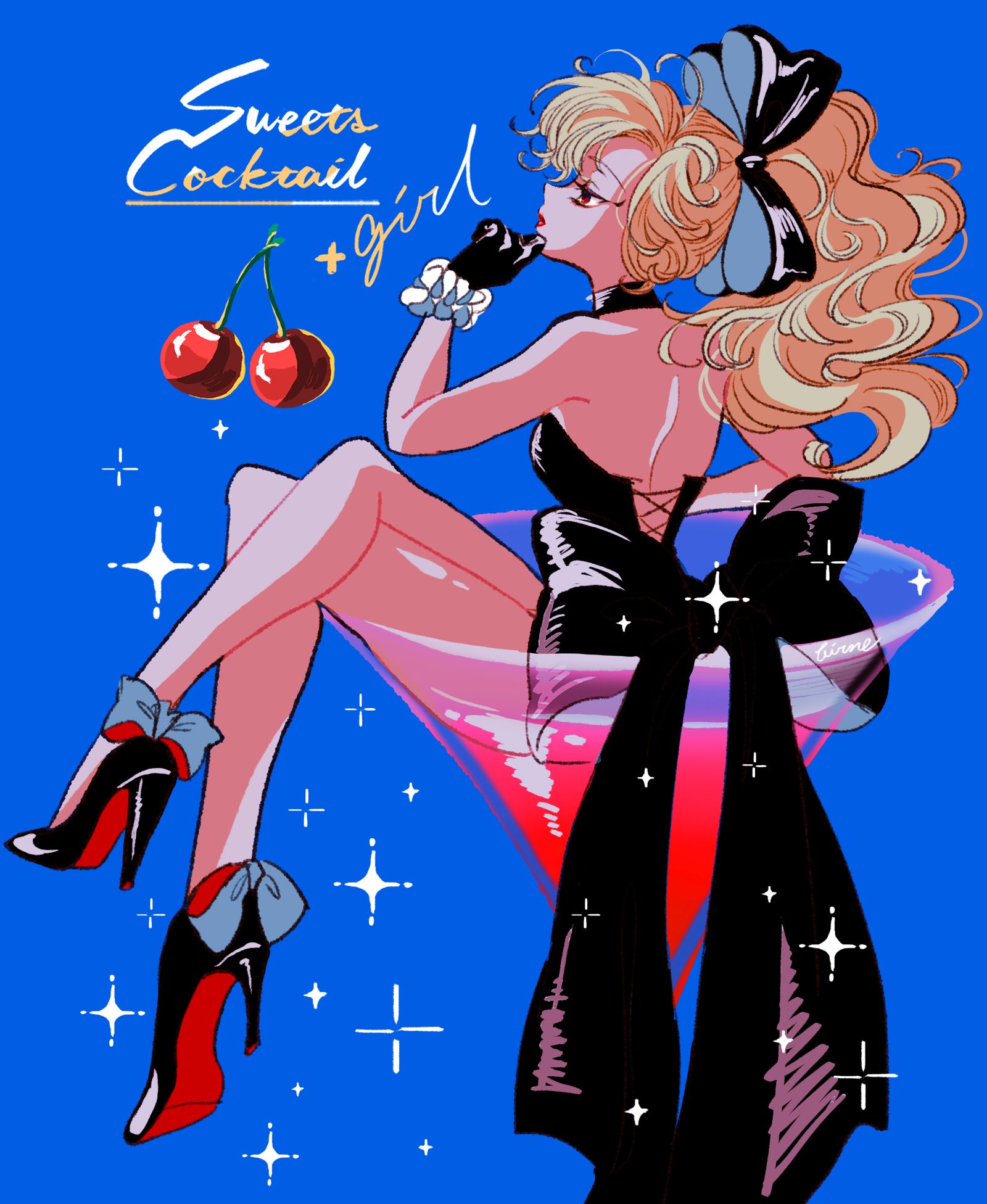 Sweets Cocktail +girl 插画图片壁纸