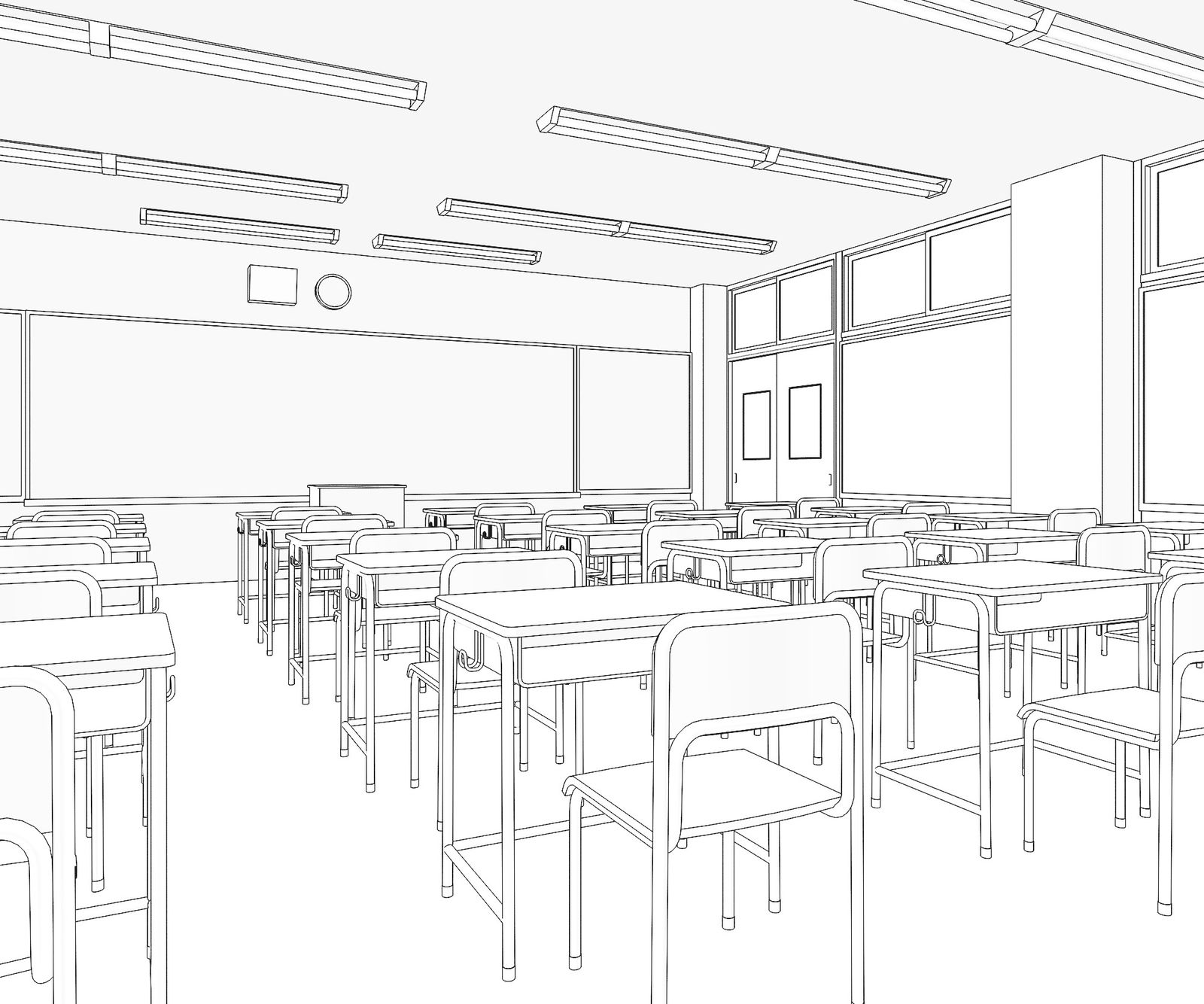 背景素材教室(线画)20切插画图片壁纸