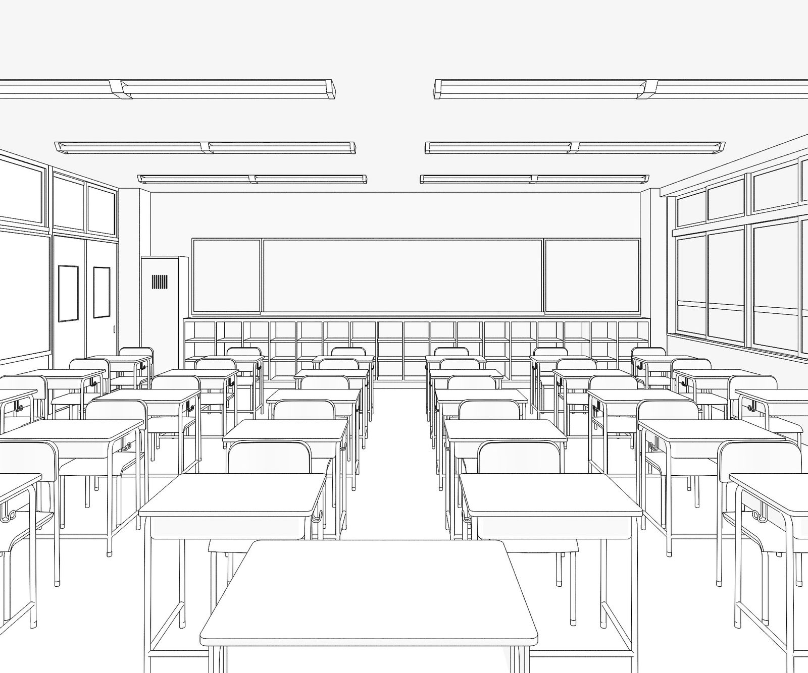 背景素材教室线画20切