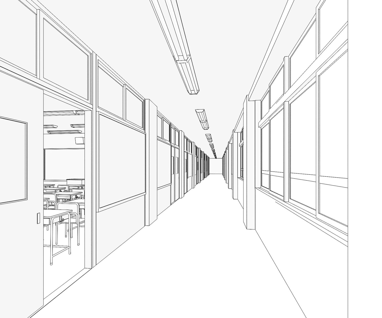 背景素材教室线画20切