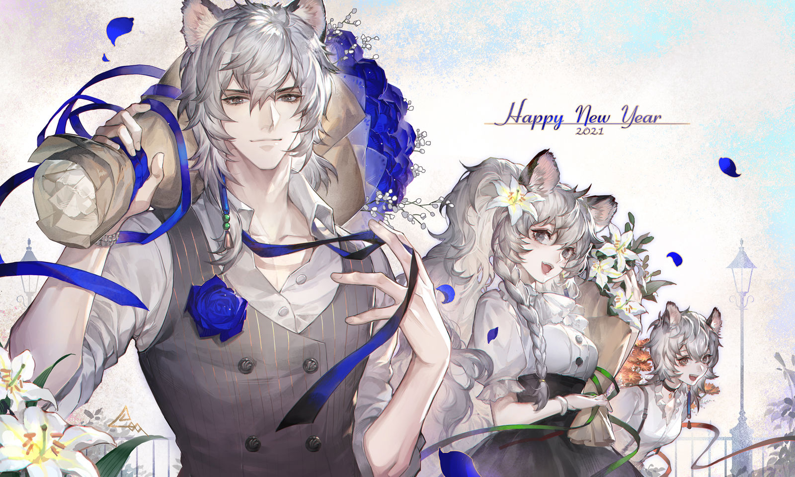 2021 Happy New Year插画图片壁纸