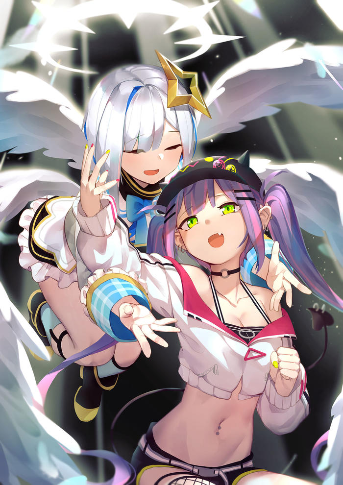 Angel and Devil插画图片壁纸