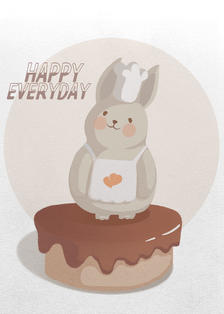 厨神兔子插画图片壁纸