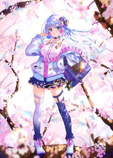 【神里绫华】桜と木漏れ日插画图片壁纸