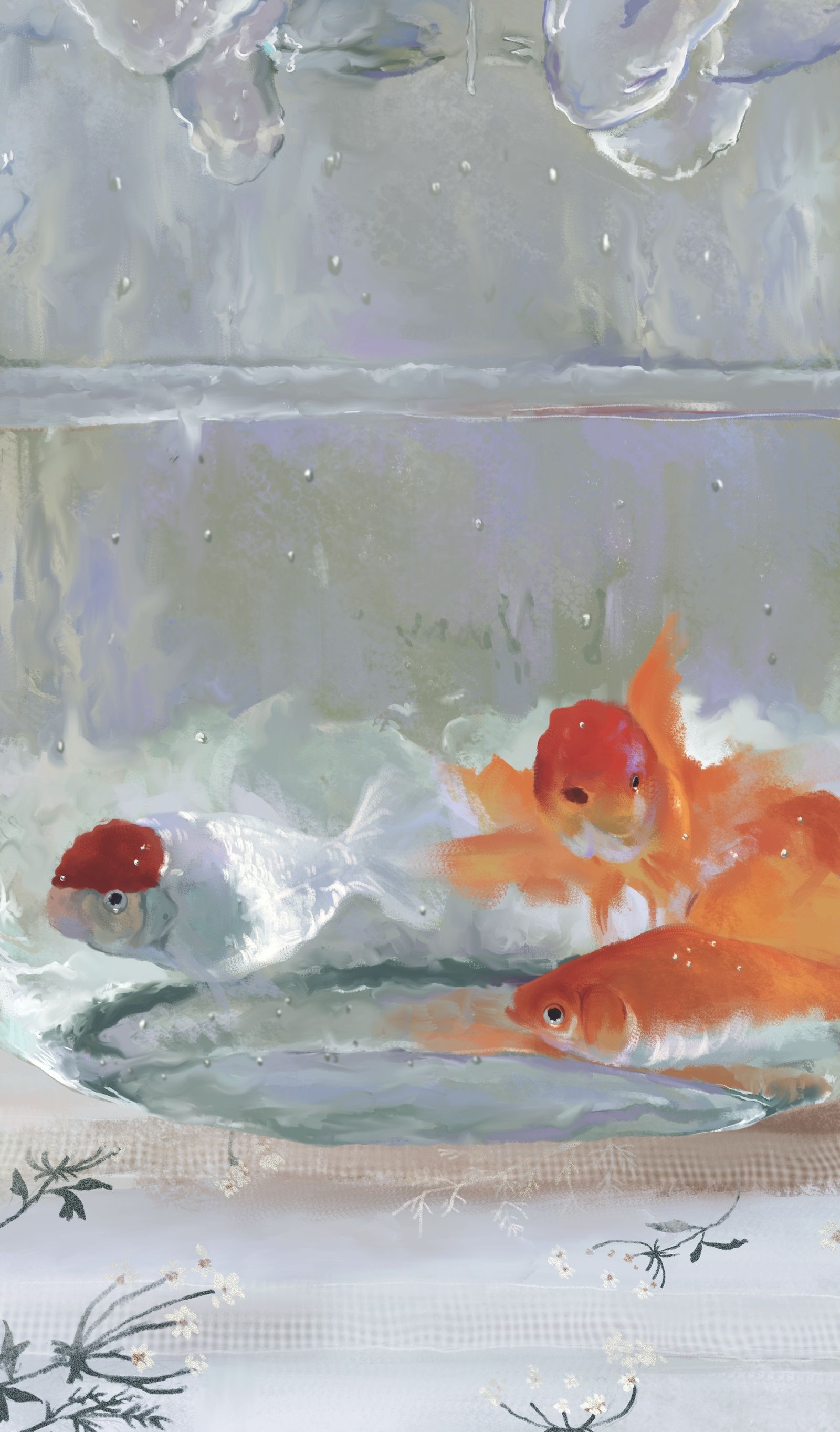 玻璃与鱼插画图片壁纸