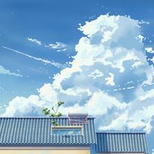 屋顶的云插画图片壁纸