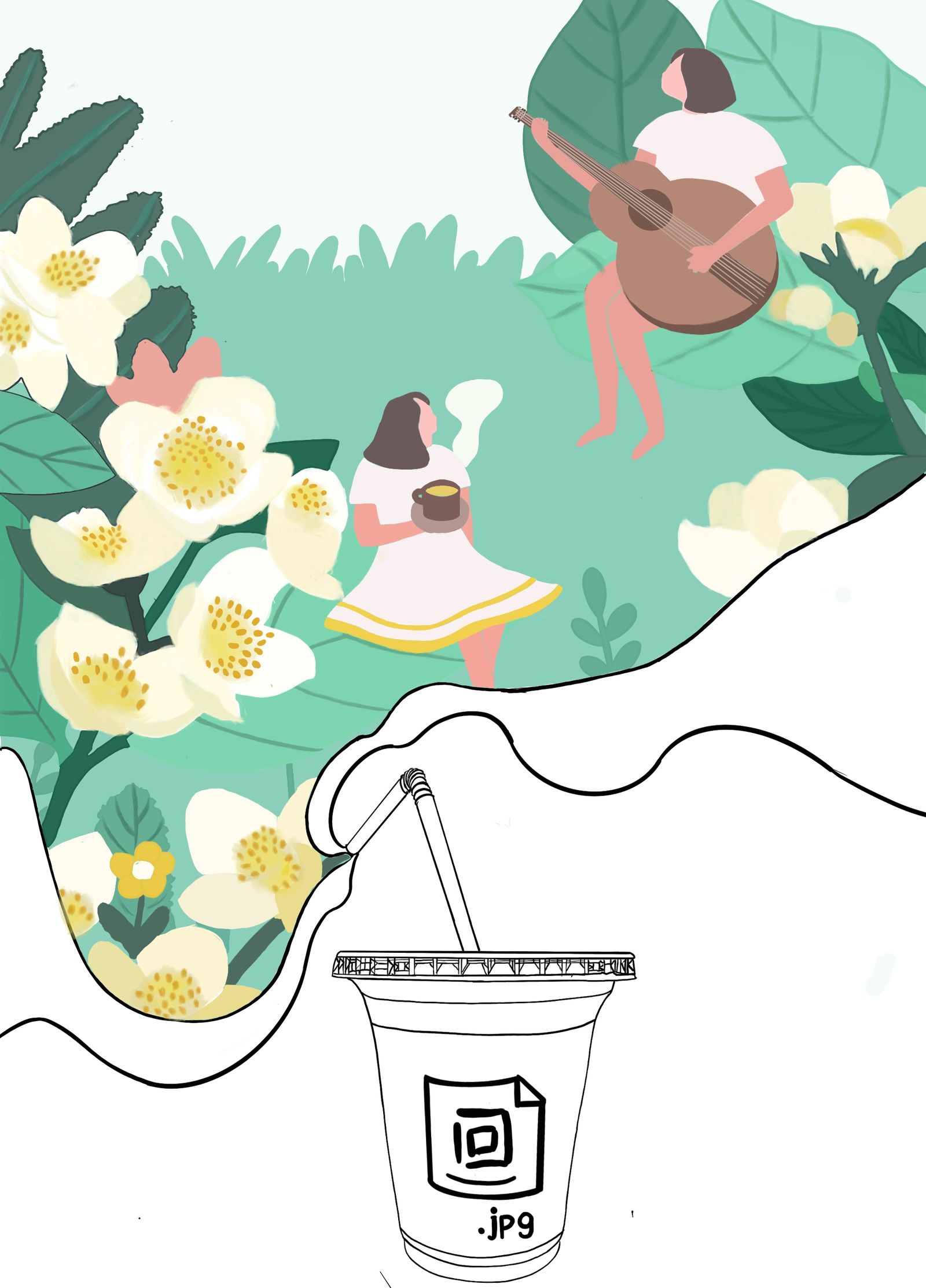 广州咖啡节的创意插画图片壁纸