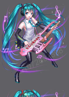 弹琴初音一张插画图片壁纸