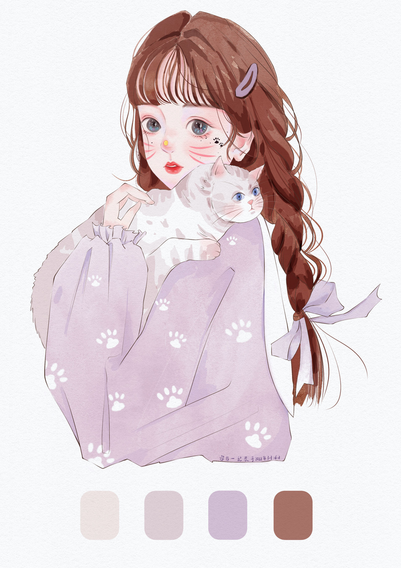 查看你所喜欢画师发布的图片壁纸,还可将少女水彩板绘插画系列图片