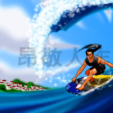 在宫崎骏的夏天冲浪插画图片壁纸