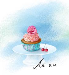 蛋糕系列之樱桃插画图片壁纸