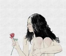 少女与玫瑰-插画板绘