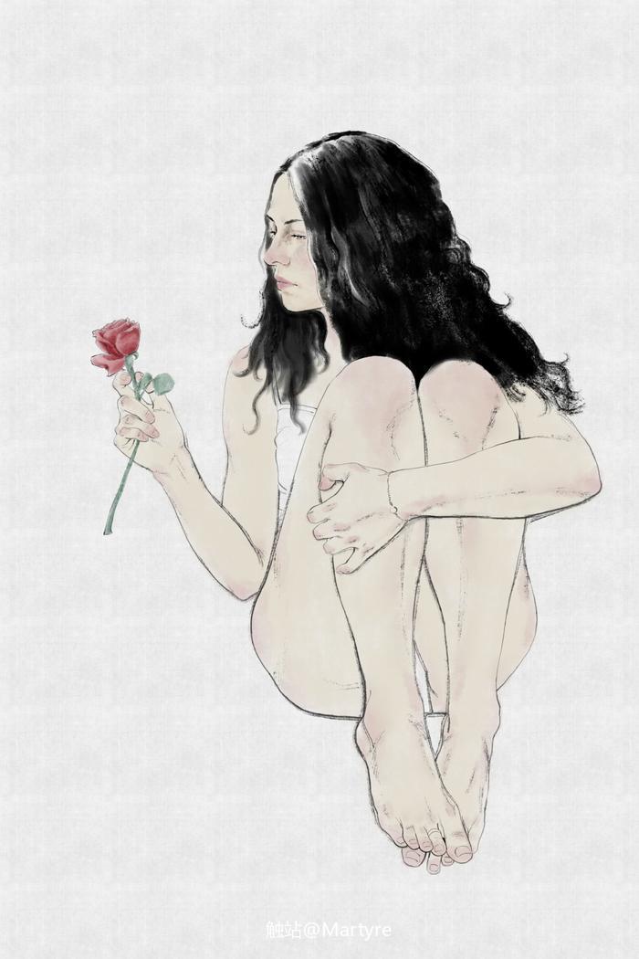 少女与玫瑰插画图片壁纸