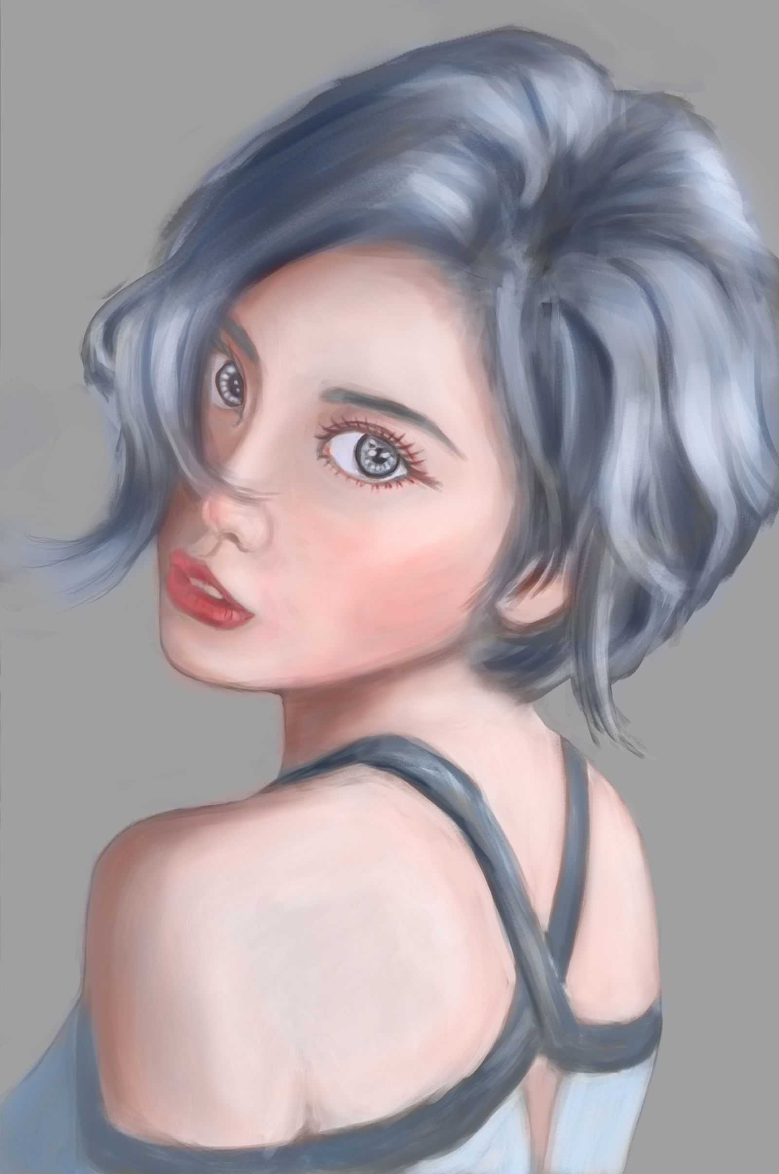 回眸-少女板绘原创作品-触站