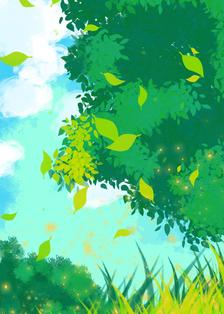 郁郁葱葱的树林插画图片壁纸