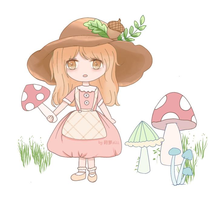 蘑菇女孩插画图片壁纸