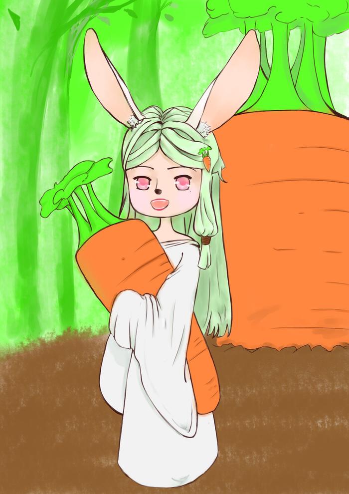 兔兔与萝卜插画图片壁纸