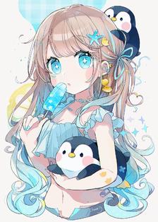 Summer penguins 插画图片壁纸