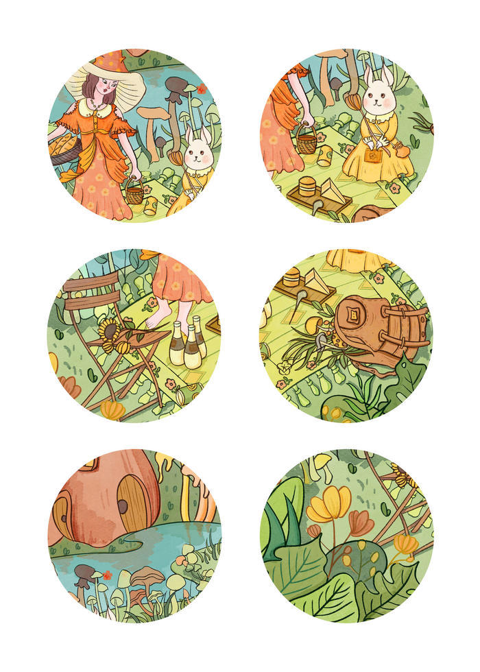 蘑菇小姐的野餐日插画图片壁纸
