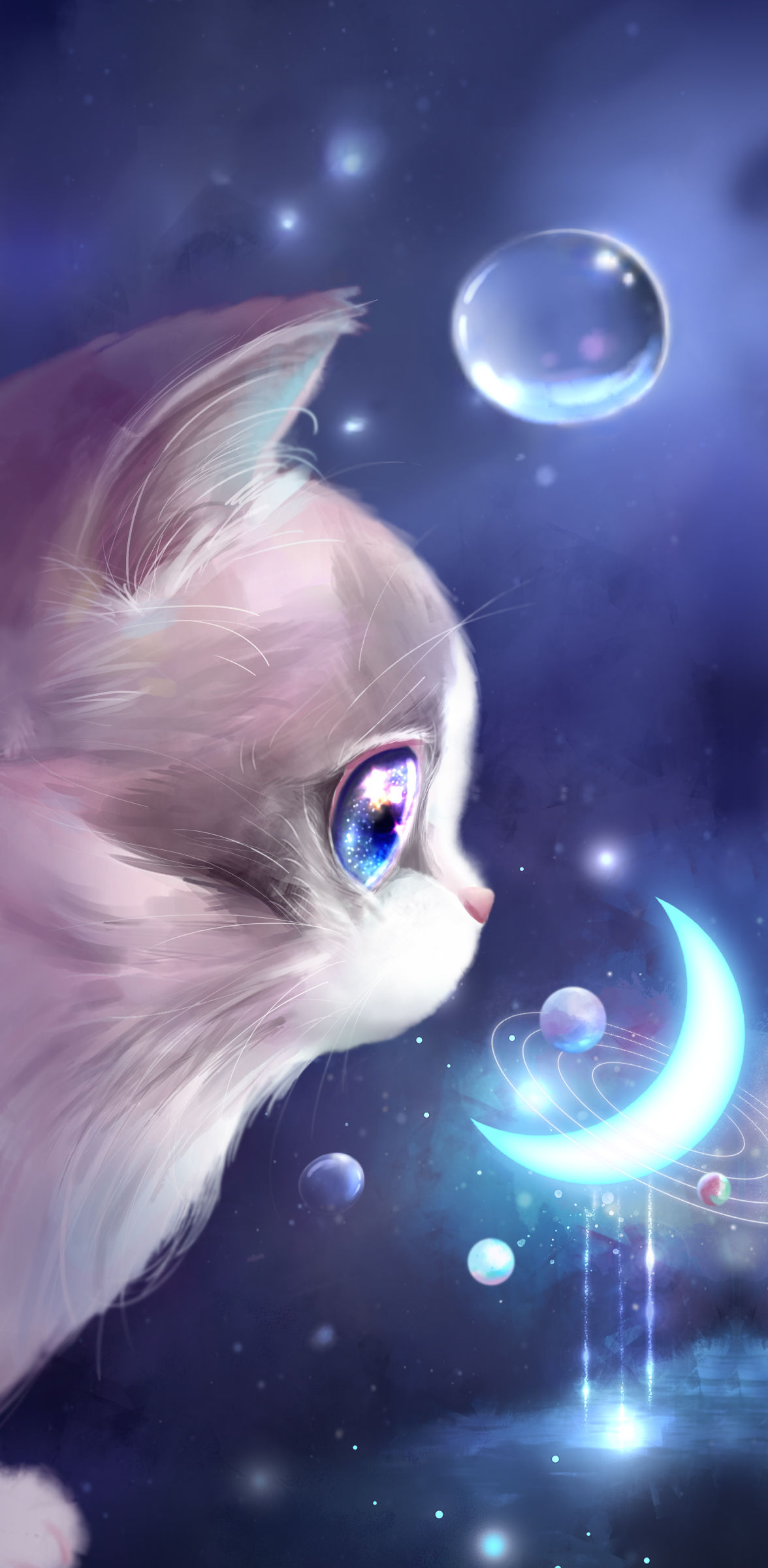 猫宇星月插画图片壁纸