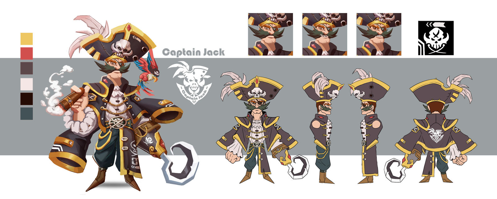 欧美海盗船长立绘三视图