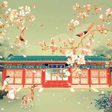 颐和园-乐寿堂插画图片壁纸