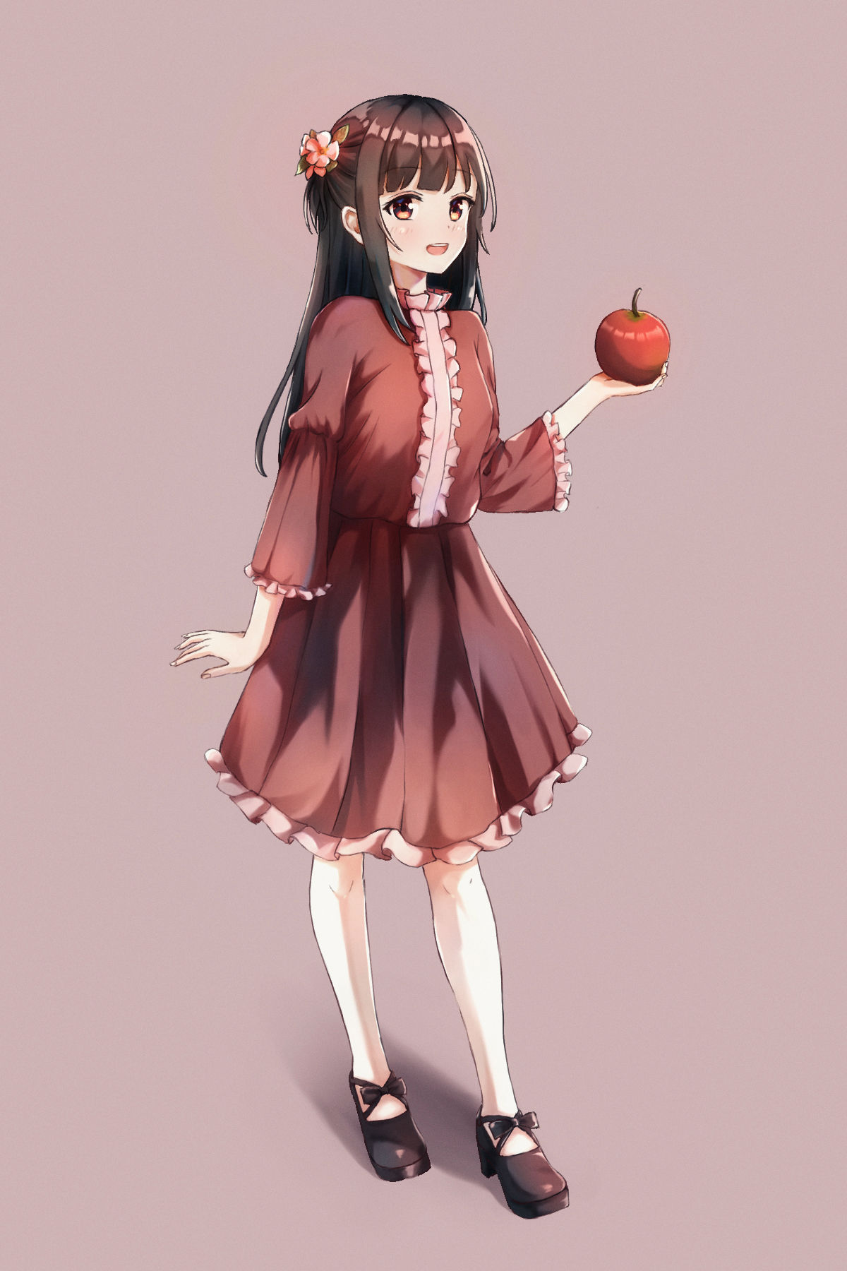 苹果少女插画图片壁纸