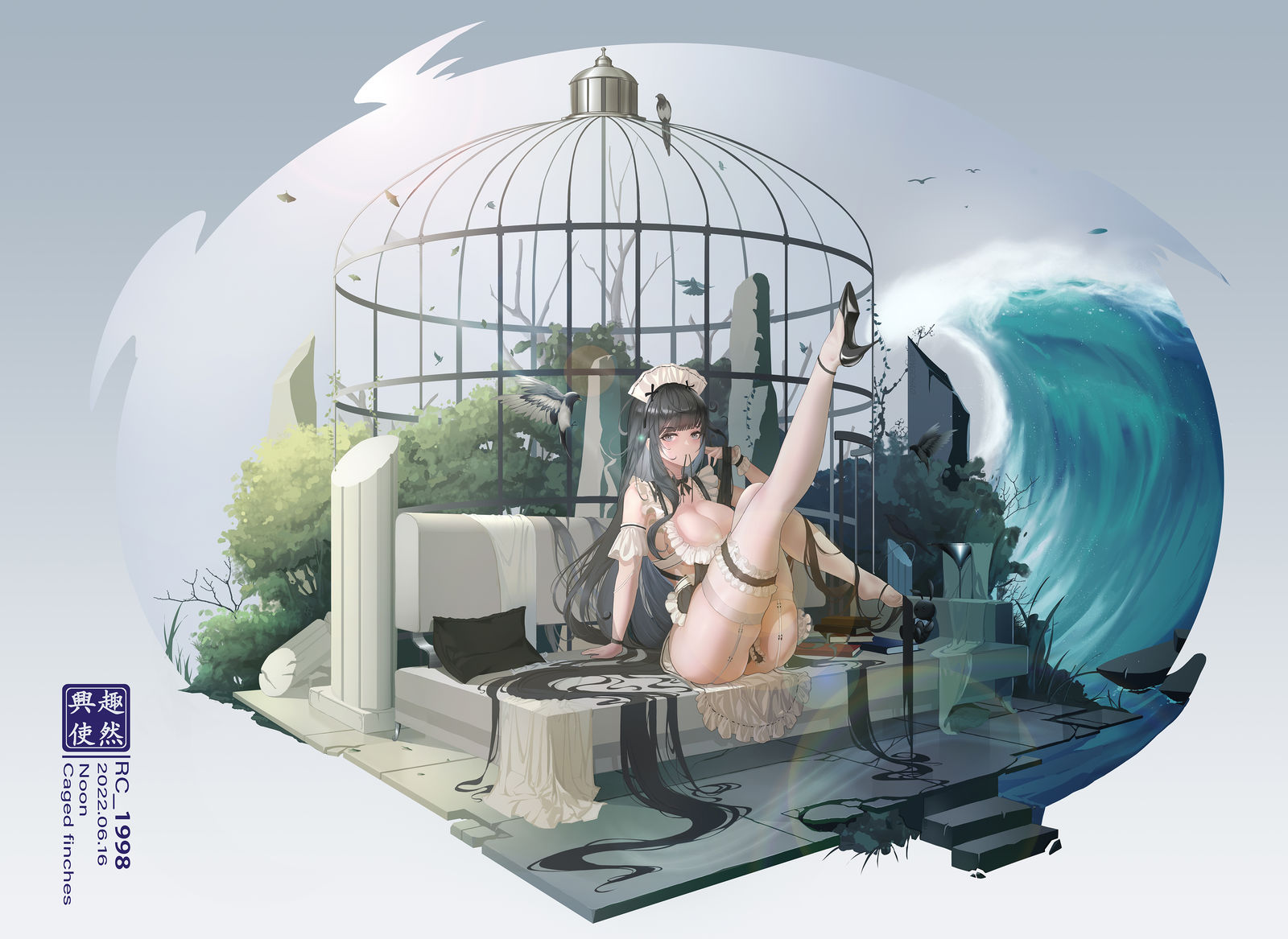 笼中雀插画图片壁纸