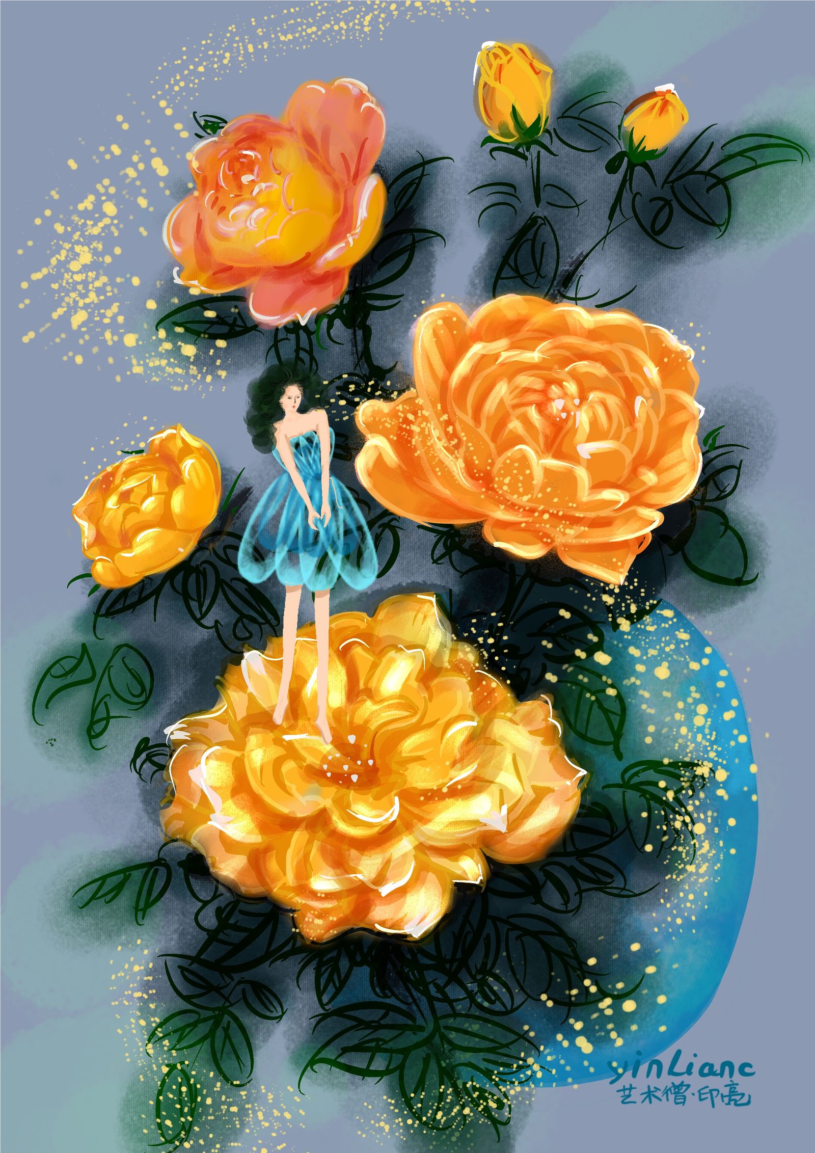 月季仙子插画图片壁纸