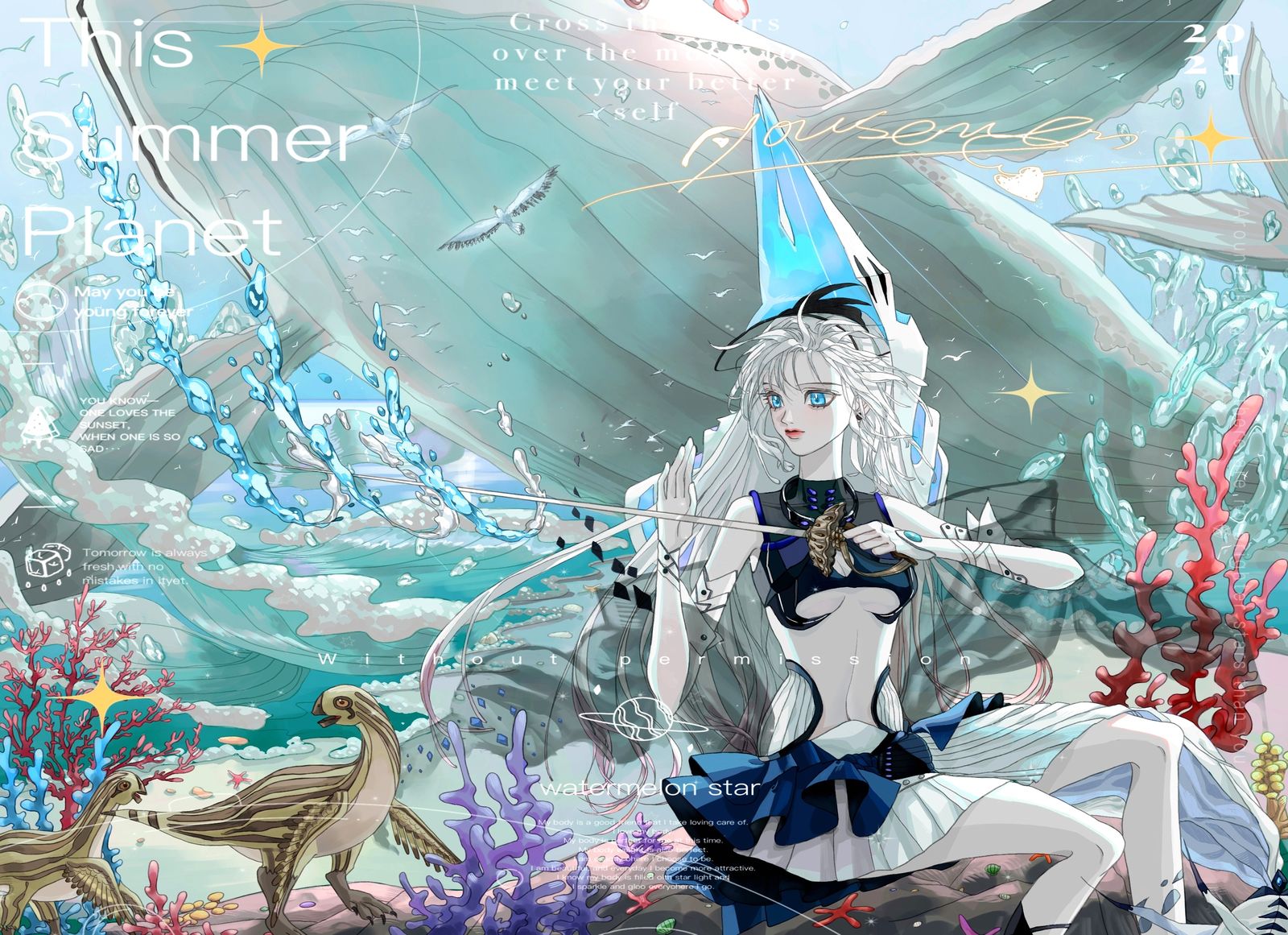 q:2796136347 粉丝约稿打九折约稿详情:￥750-1000赛璐璐日系美宣商插