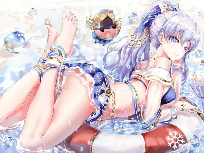 夏日的冰雪皇女插画图片壁纸