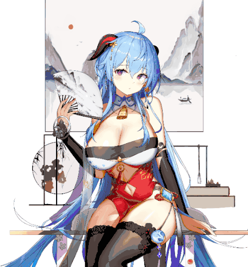 旗袍甘雨插画图片壁纸