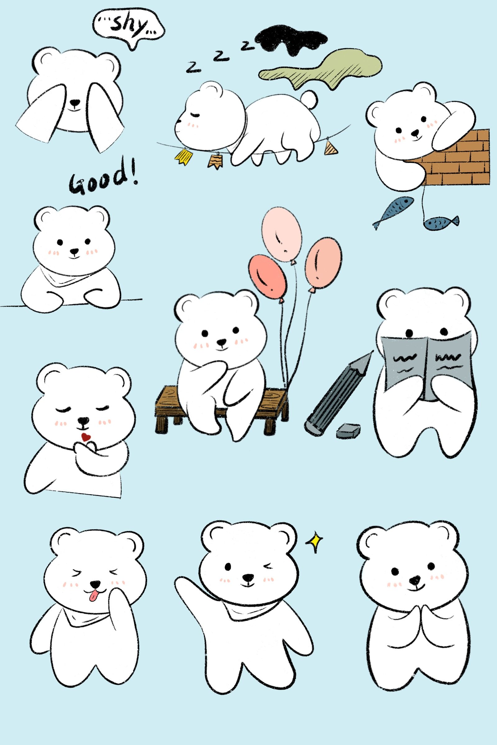 云朵熊熊插画图片壁纸