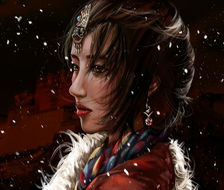 藏族少女-中国风原画