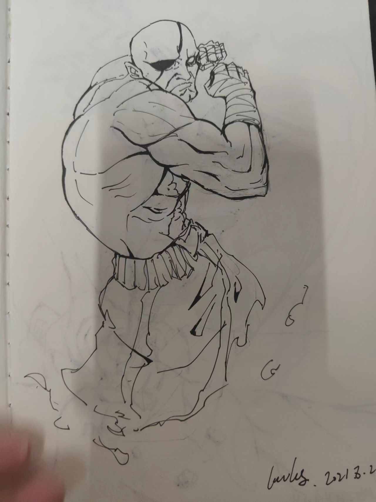 街头霸王二创-钢笔画黑白画原创作品-触站