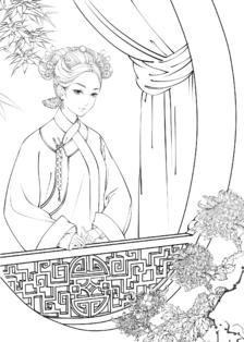 早年作品宫廷系列-嫔妃插画图片壁纸