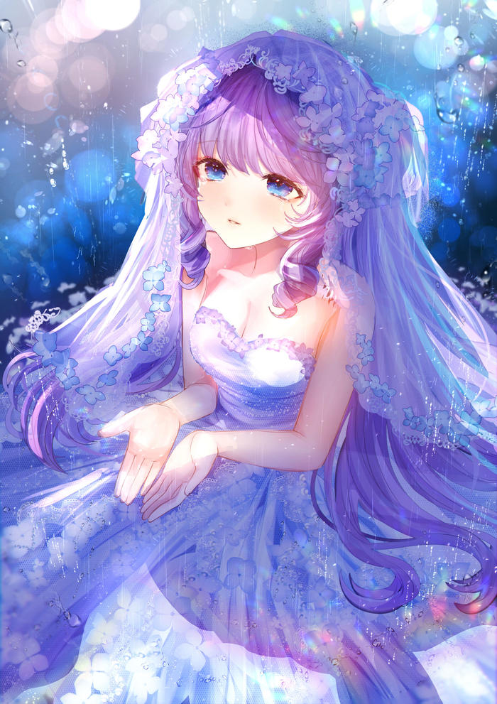 紫阳花的妖精插画图片壁纸