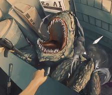 巨兽恐惧-2d场景板绘插画