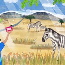 非洲大草原-咔嚓 斑马家族插画图片壁纸
