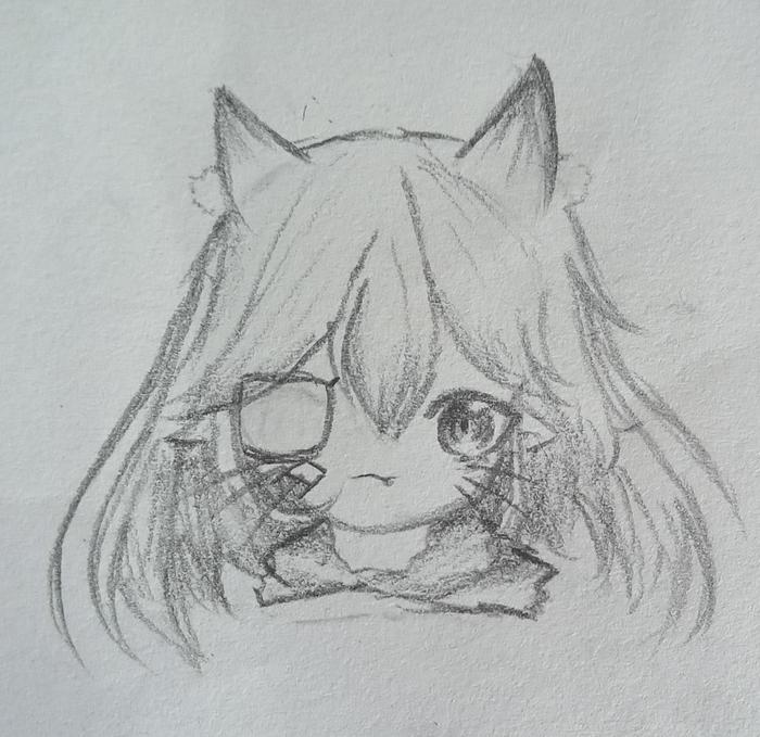 独眼的狐狸少女插画图片壁纸